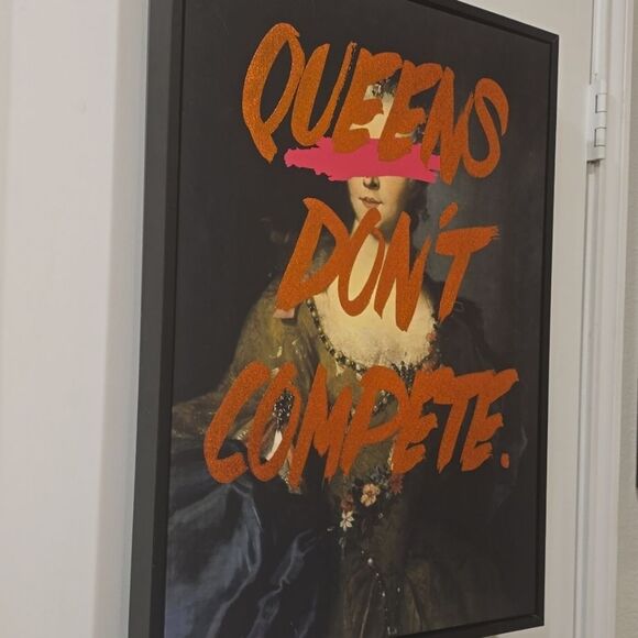 Crystal Luxe, "QueensDon't Compete" Graphic Framed Canvas Wall Decor - Picture 3 of 6